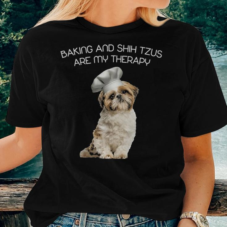 Baking And Shih Tzu Are My Therapy Gifts Mothers Day Women T-shirt Gifts for Her
