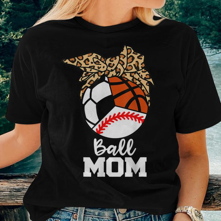 Ball Mom Baseball Soccer Basketball Leopard Mom Women T-shirt Gifts for Her