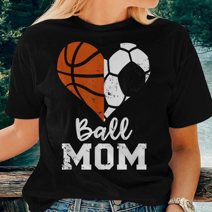 Ball Mom Heart Soccer Basketball Mom Women T-shirt Gifts for Her