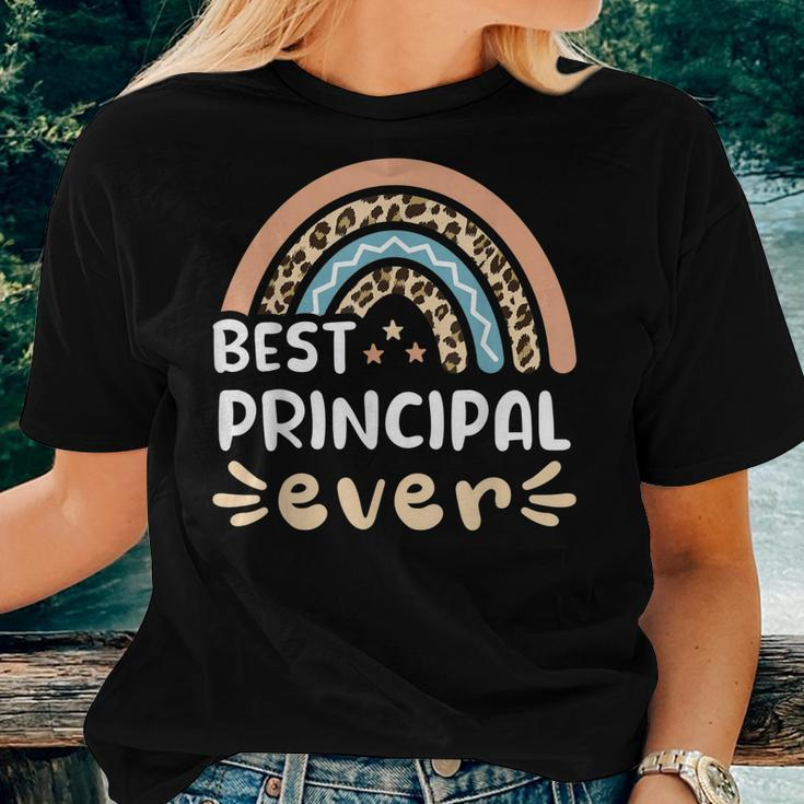Best Principal Ever Leopard Rainbow Mom Women T-shirt Gifts for Her