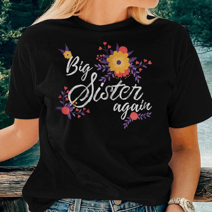 Big Sister Again Flowers For Older Sibling Daughter Women T-shirt Gifts for Her