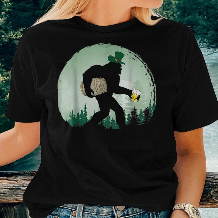 Bigfoot Irish Drinking Beer St Patricks Day Sasquatch Women T-shirt Gifts for Her