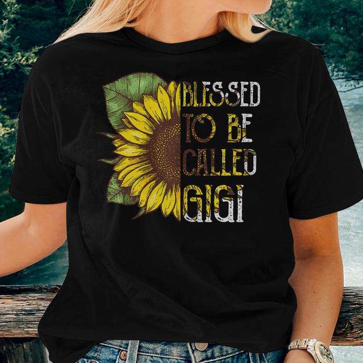 Womens Blessed To Be Called Gigi Sunflower Grandma Women T-shirt Gifts for Her