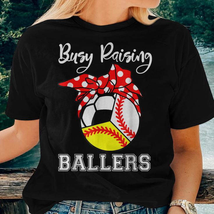 Busy Raising Ballers Baseball Softball Soccer Mom Women T-shirt Gifts for Her