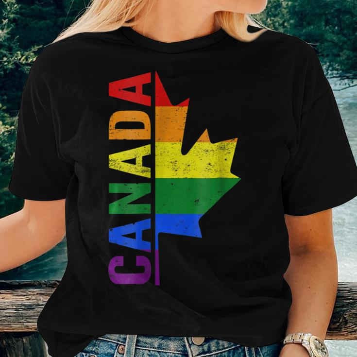 Canada Day Gay Half Canadian Flag Rainbow Lgbt T-Shirt Women T-shirt Gifts for Her