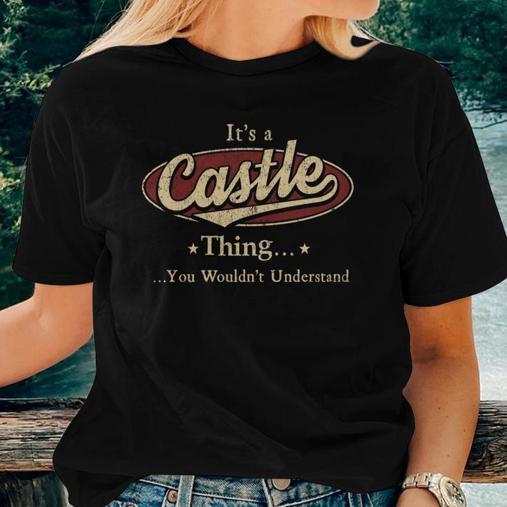 Castle Name Castle Family Name Crest Women T-shirt Gifts for Her