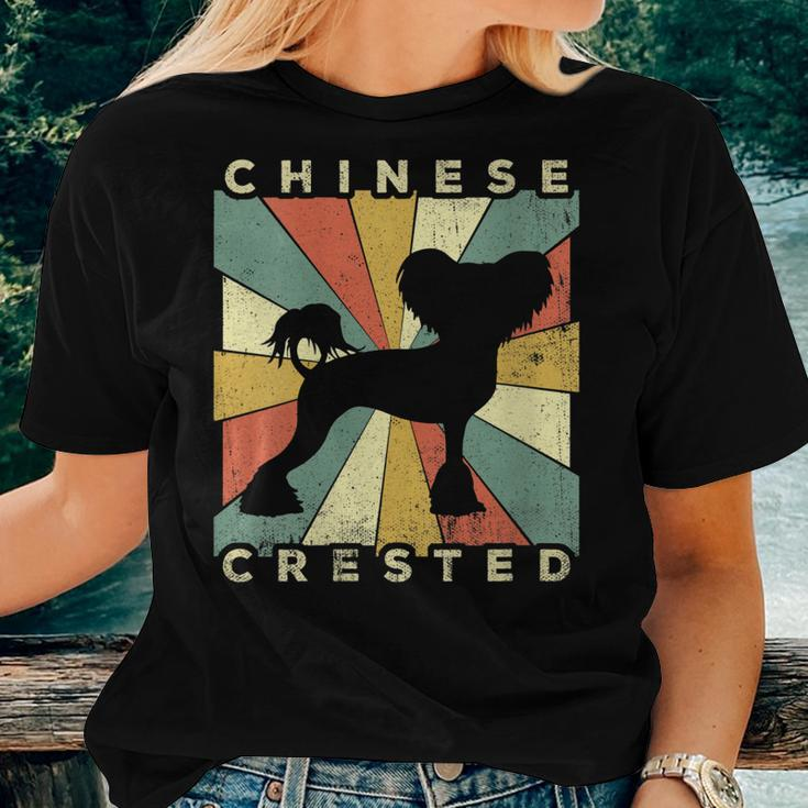 Womens Chinese Crested Dog Retro 70S Vintage Women T-shirt Gifts for Her