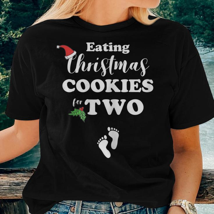 Christmas Pregnancy Mom To Be Eating Cookies For Two Women T-shirt Gifts for Her