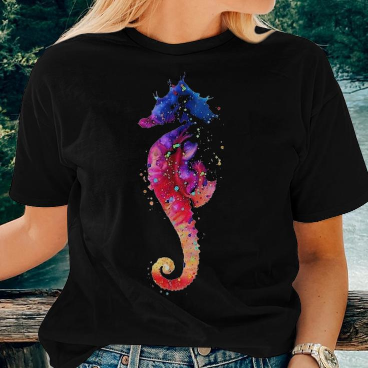 Colorful Sea Horse Lover Dad Mom Funny Kidding Women T-shirt Gifts for Her