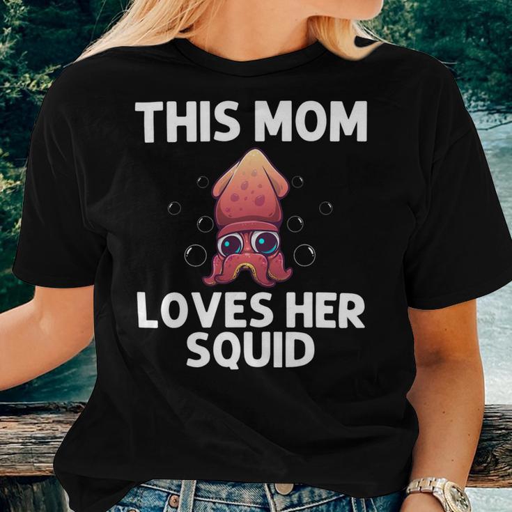 Cool Squid For Mom Mother Octopus Biology Sea Animals Women T-shirt Casual Daily Crewneck Short Sleeve Graphic Basic Unisex Tee Gifts for Her