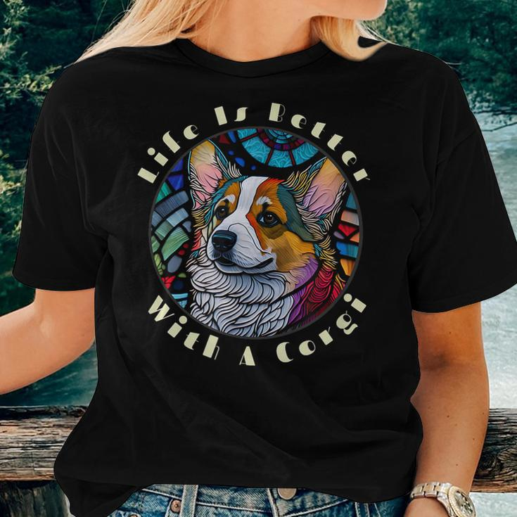 Corgi Momma | Life Is Better With A Corgi | Mothers Day Women Crewneck Short T-shirt Gifts for Her