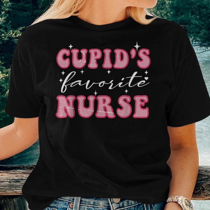 Cupids Favorite Nurse Groovy Retro Valentines Day Nurse Women T-shirt Gifts for Her