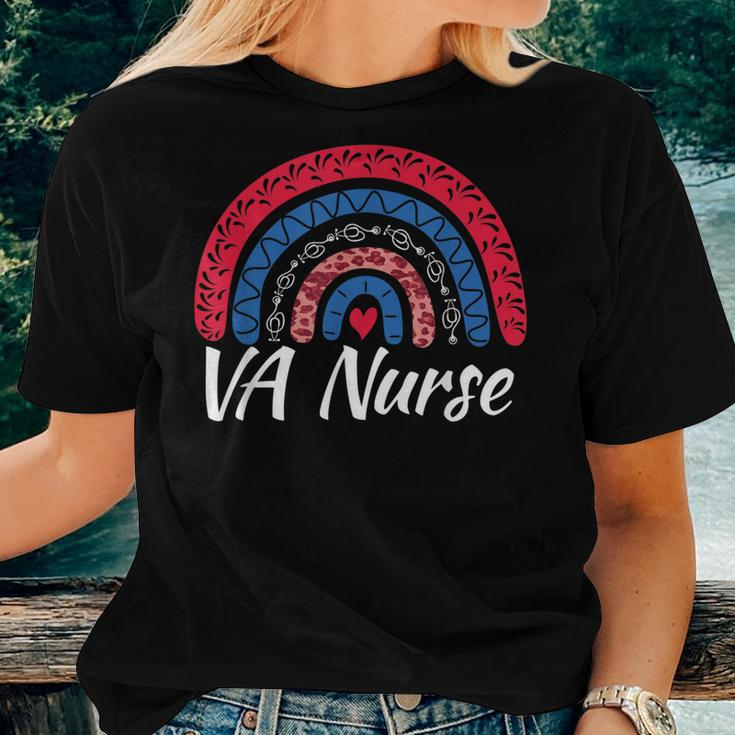 Cute Rainbow Leopard Va Nurse Veteran Rn Nursing Medical Women T-shirt Gifts for Her