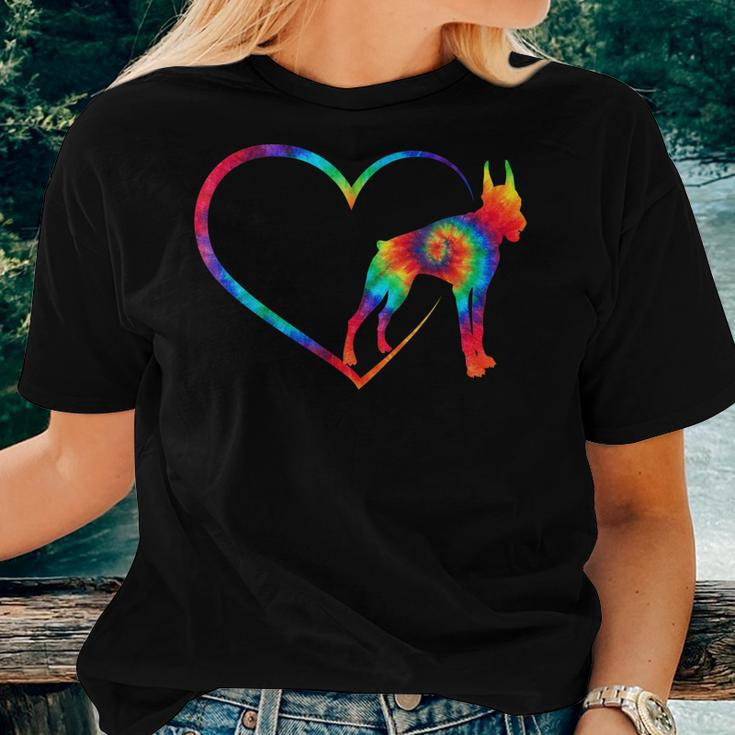 Cute Tiedye Heart Love Doberman Dog Mom Clothes Hippy Dobie Women T-shirt Gifts for Her