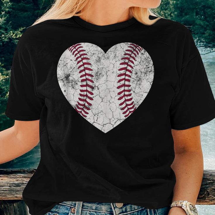 Distressed Heart Baseball Heart Mom Mama Women T-shirt Gifts for Her