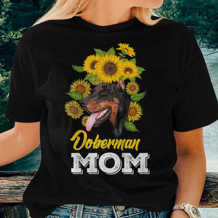 Doberman Mom Sunflower Doberman Women T-shirt Gifts for Her