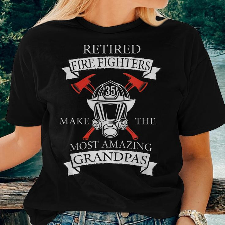 Fathers Day Fireman Grandpa Gift Retired Fire Fighters Women T-shirt Gifts for Her