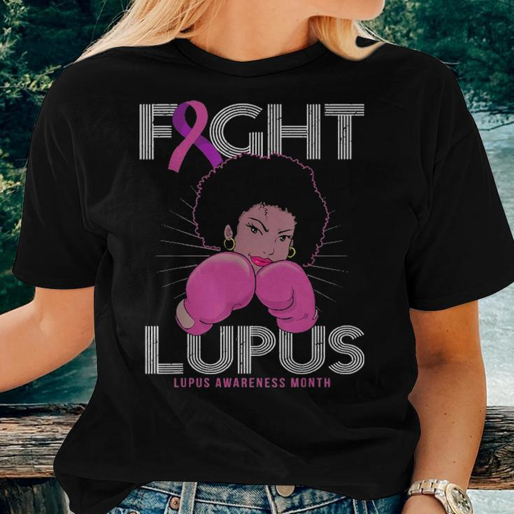 Fight Lupus Awareness Month Purple Ribbon Black Women Gift Women T-shirt Gifts for Her