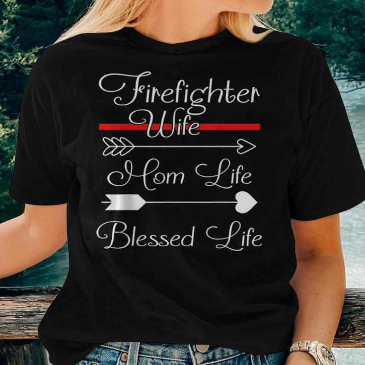Firefighter Wife Mom Life Blessed Life V2 Women T-shirt Gifts for Her