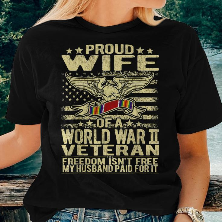 Freedom Isnt Free Proud Wife Of World War 2 Veteran Spouse Women T-shirt Gifts for Her