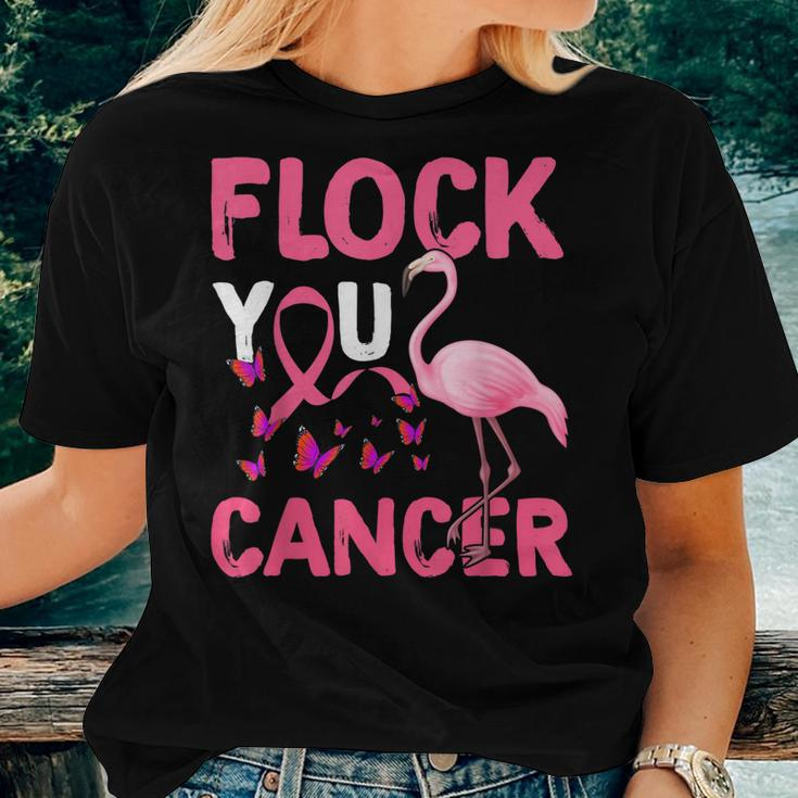 Funny Flock You Flamingo Cancer Breast Cancer Women T-shirt Gifts for Her