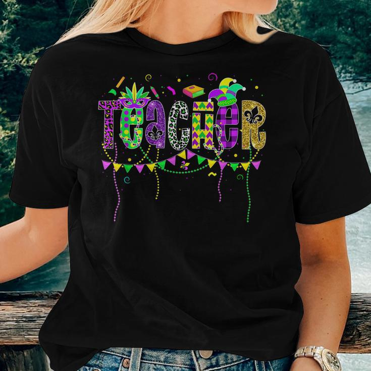 Funny Teacher Mardi Gras Festival Family Matching Outfit Women T-shirt Gifts for Her