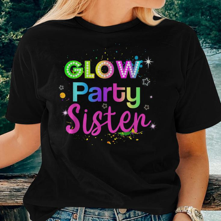 Glow Party Squad Sister Paint Splatter Glow Party Matching Women T-shirt Gifts for Her