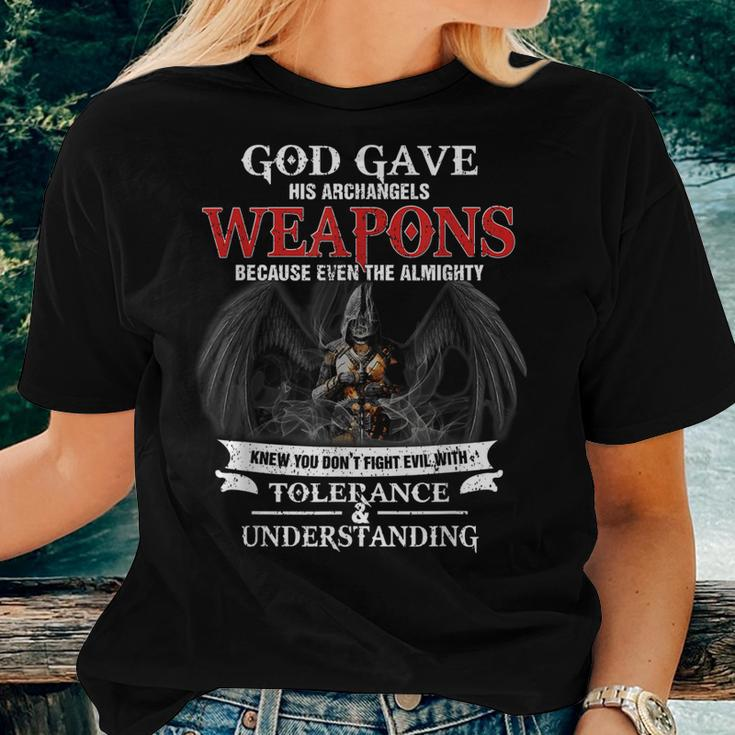 God Gave His Archangels Weapons Army Veteran Warrior Women T-shirt Gifts for Her