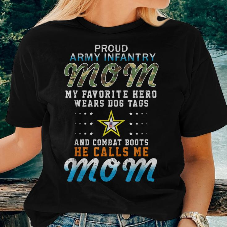 Hero Wears Dog Tags & Combat Bootsproud Army Infantry Mom Women T-shirt Gifts for Her