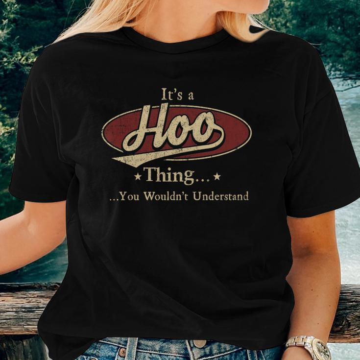 Hoo Name Hoo Family Name Crest Women T-shirt Gifts for Her