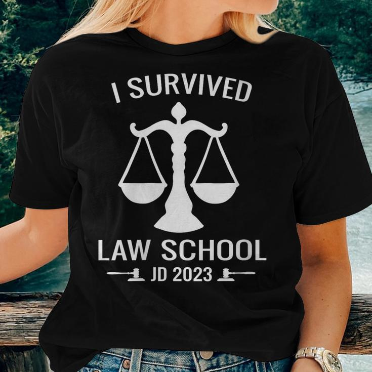 I Survived Law School Jd 2023 Law School Graduation Graduate Gift For Womens Women Crewneck Short T-shirt Gifts for Her
