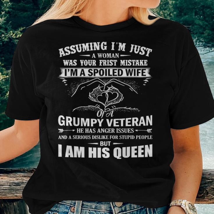 Im A Spoiled Wife Of A Grumpy Veteran Matching Family Gift Women T-shirt Gifts for Her