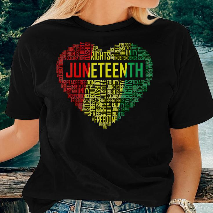Womens Junenth Heart Black Pride Freedom Day 1865 June 19Th Women T-shirt Gifts for Her