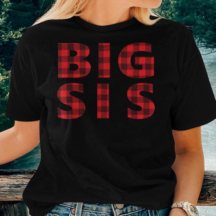 Kids Big Sis Plaid Tartan Red Buffalo Girls New Sister Women T-shirt Gifts for Her