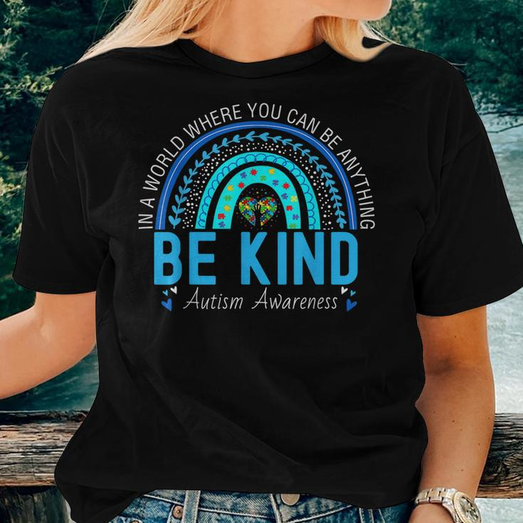 Be Kind Autism Awareness Leopard Rainbow Choose Kindness Women T-shirt Gifts for Her