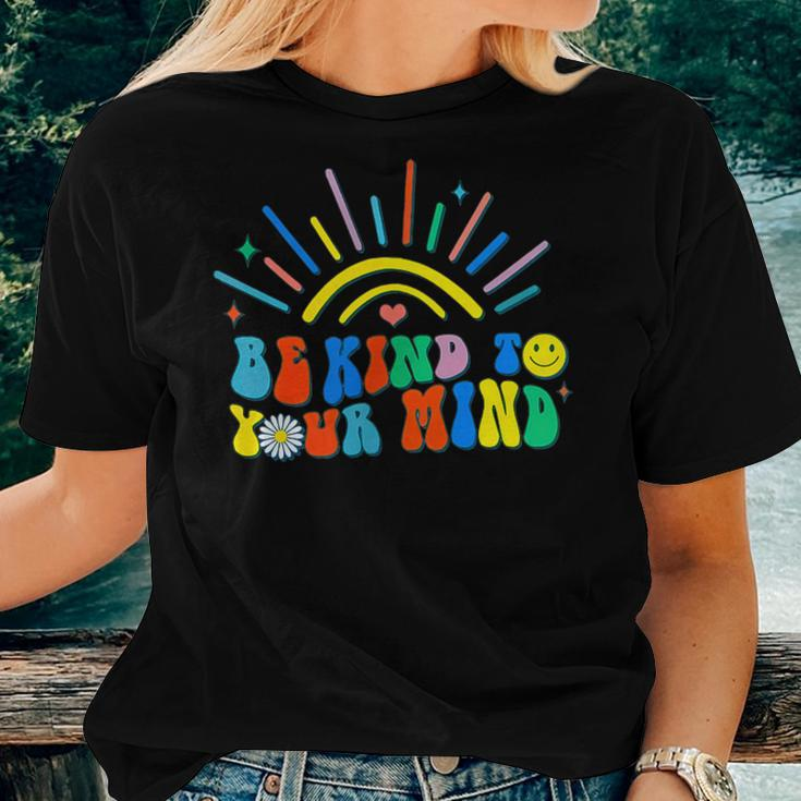 Be Kind To Your Mind Groovy Mental Health Matters On Back Women T-shirt Gifts for Her