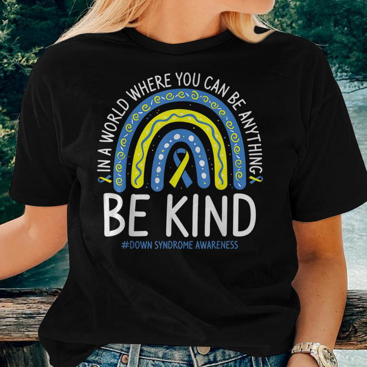 Be Kind Rainbow World Down Syndrome Awareness Day Women T-shirt Gifts for Her