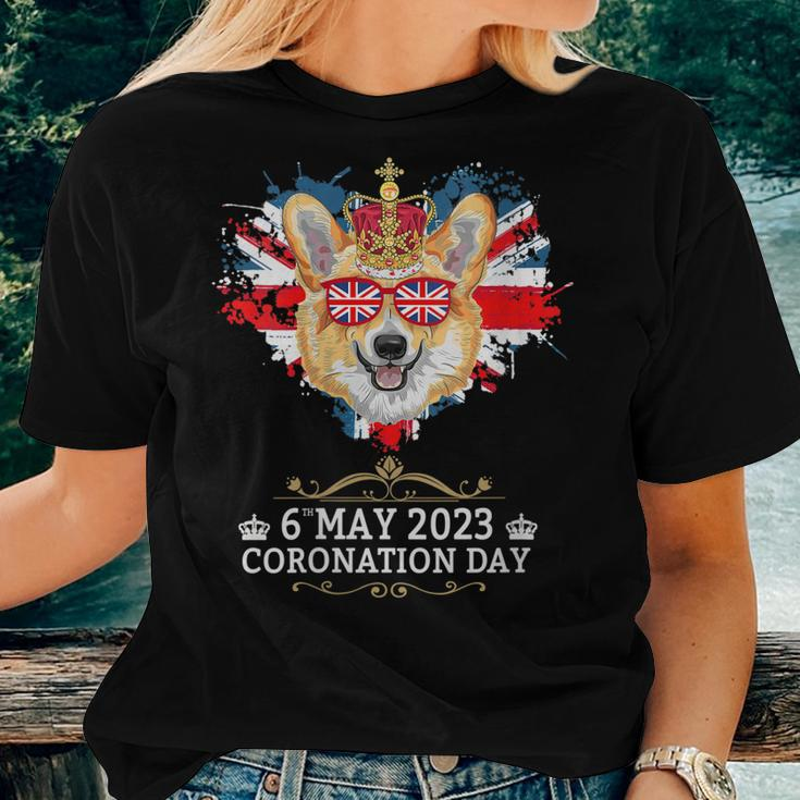 Womens Kings Coronation 2023 Union Jack Kids & Coronation Corgi Women T-shirt Gifts for Her