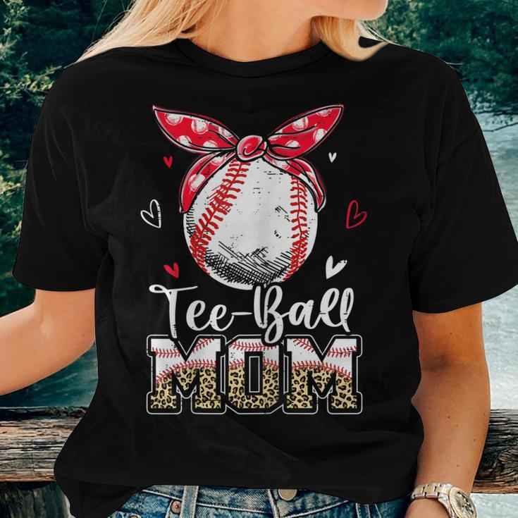 Womens Leopard -Ball Mom Cute Tball Ball Mom Women T-shirt Gifts for Her