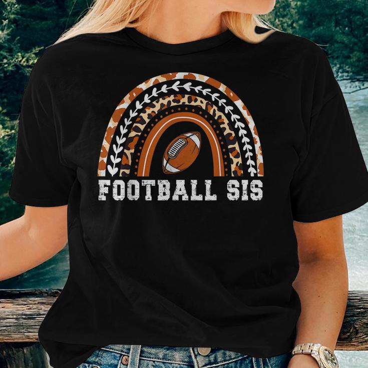 Leopard Rainbow American Football Sis Family Matching Sister Women T-shirt Gifts for Her