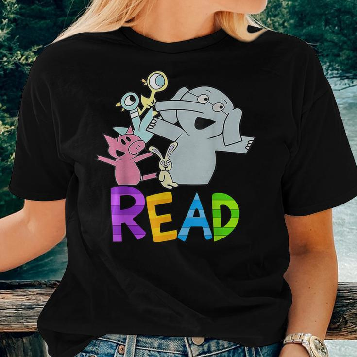 Library Teacher Read Book Club Piggie Elephant Pigeons Women T-shirt Gifts for Her