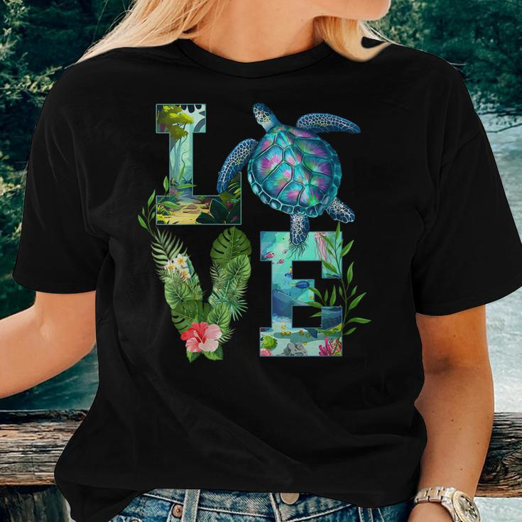 Womens Love Turtle Earth Day Save Planet Environmental Sea Animals Women T-shirt Gifts for Her