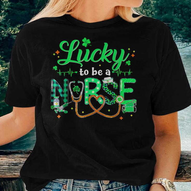 Lucky To Be A Nurse St Patricks Day Lucky Nurse Shamrock Women T-shirt Gifts for Her