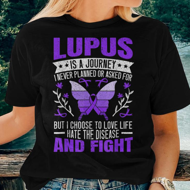 Lupus Awareness Butterfly Wear Purple Sle Autoimmune Disease Women T-shirt Gifts for Her