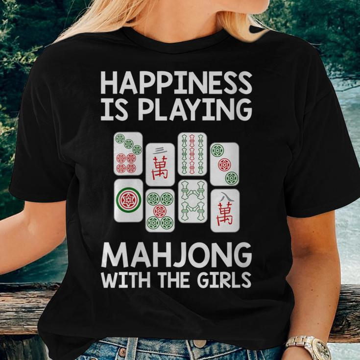 Womens Mahjong Cool Happiness Is Playing Mahjong Girls Women T-shirt Gifts for Her