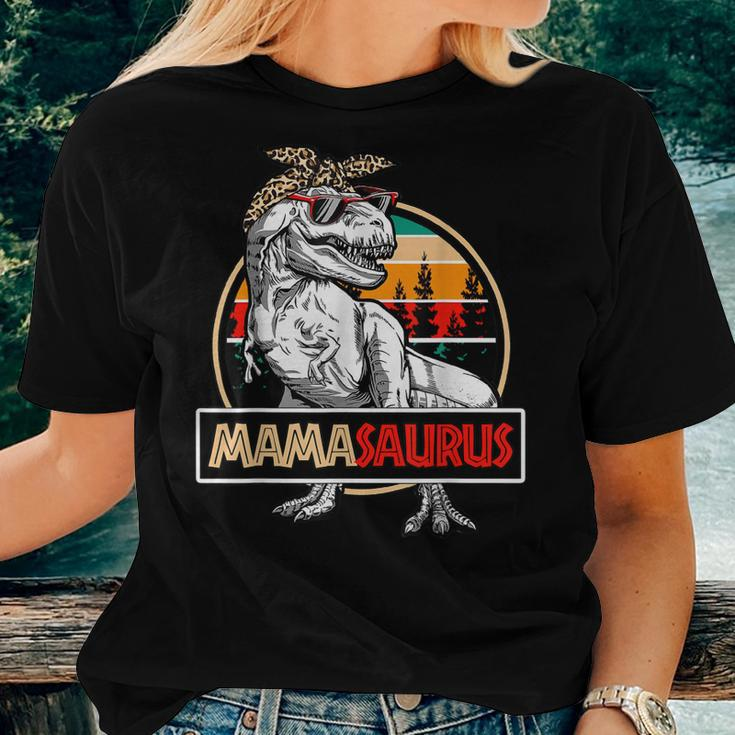 Mamasaurus Dinosaur Mom Vintage Leopard Bandana Mother Women T-shirt Gifts for Her
