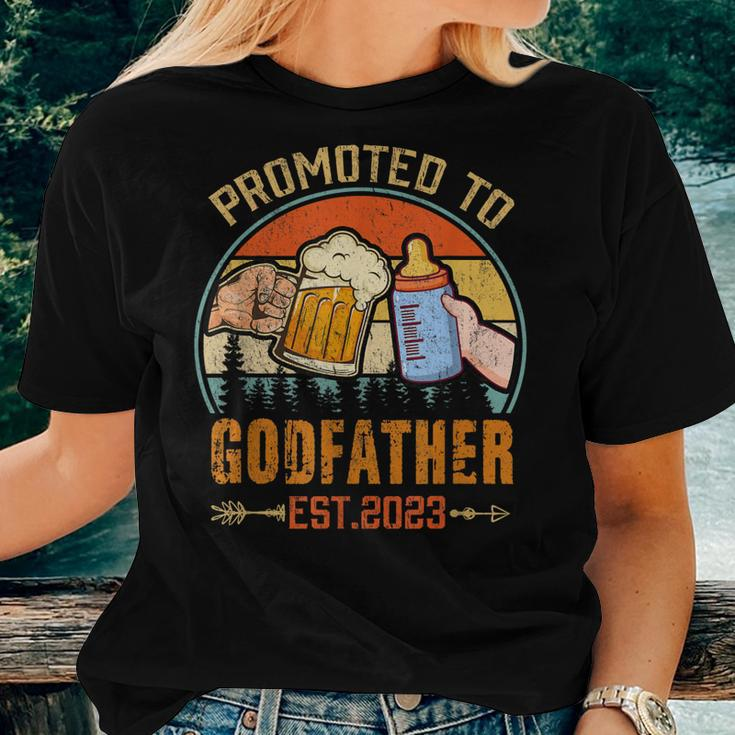 Mens Promoted To Godfather 2023 Funny For New Godfather Women T-shirt Gifts for Her