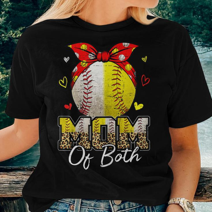 Womens Mom Of Both Baseball And Softball Mom Women T-shirt Gifts for Her
