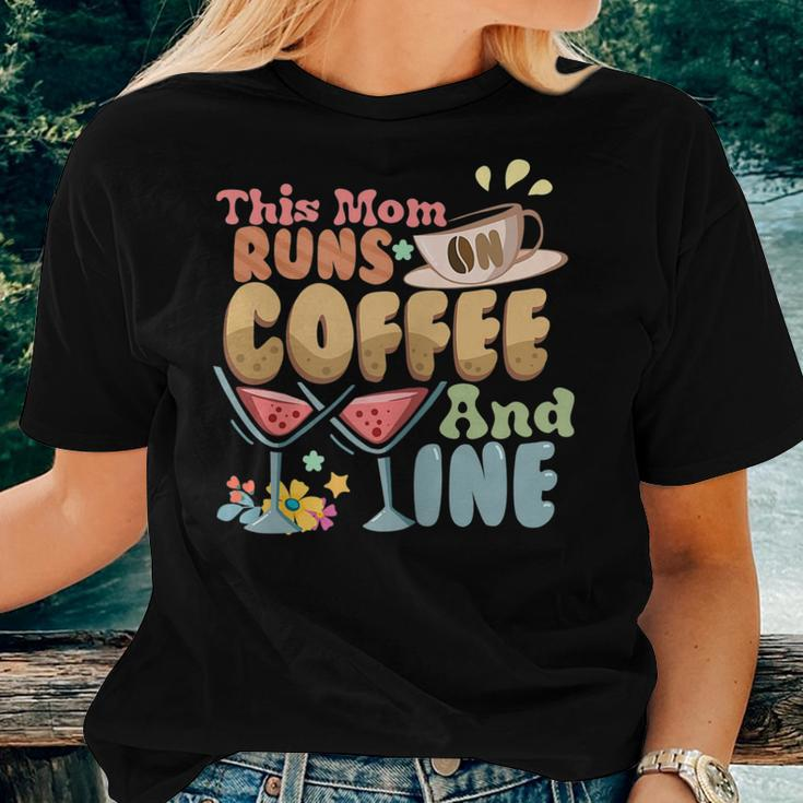 Womens This Mom Runs On Coffee And Wine Women T-shirt Gifts for Her