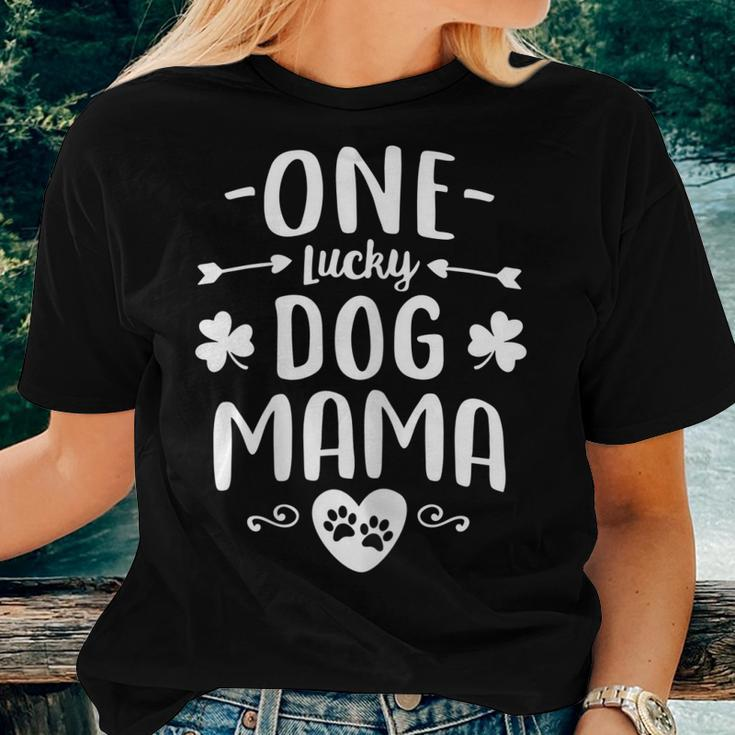 Womens One Lucky Dog Mama Shirt St Patrick Day Cute Dog Mom Women T-shirt Gifts for Her